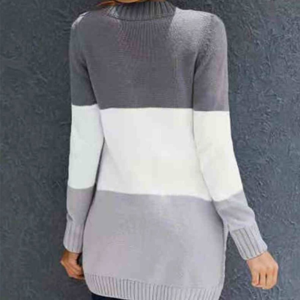 Cable Knit Color Block Button Cardigan - Picture 3 of 3